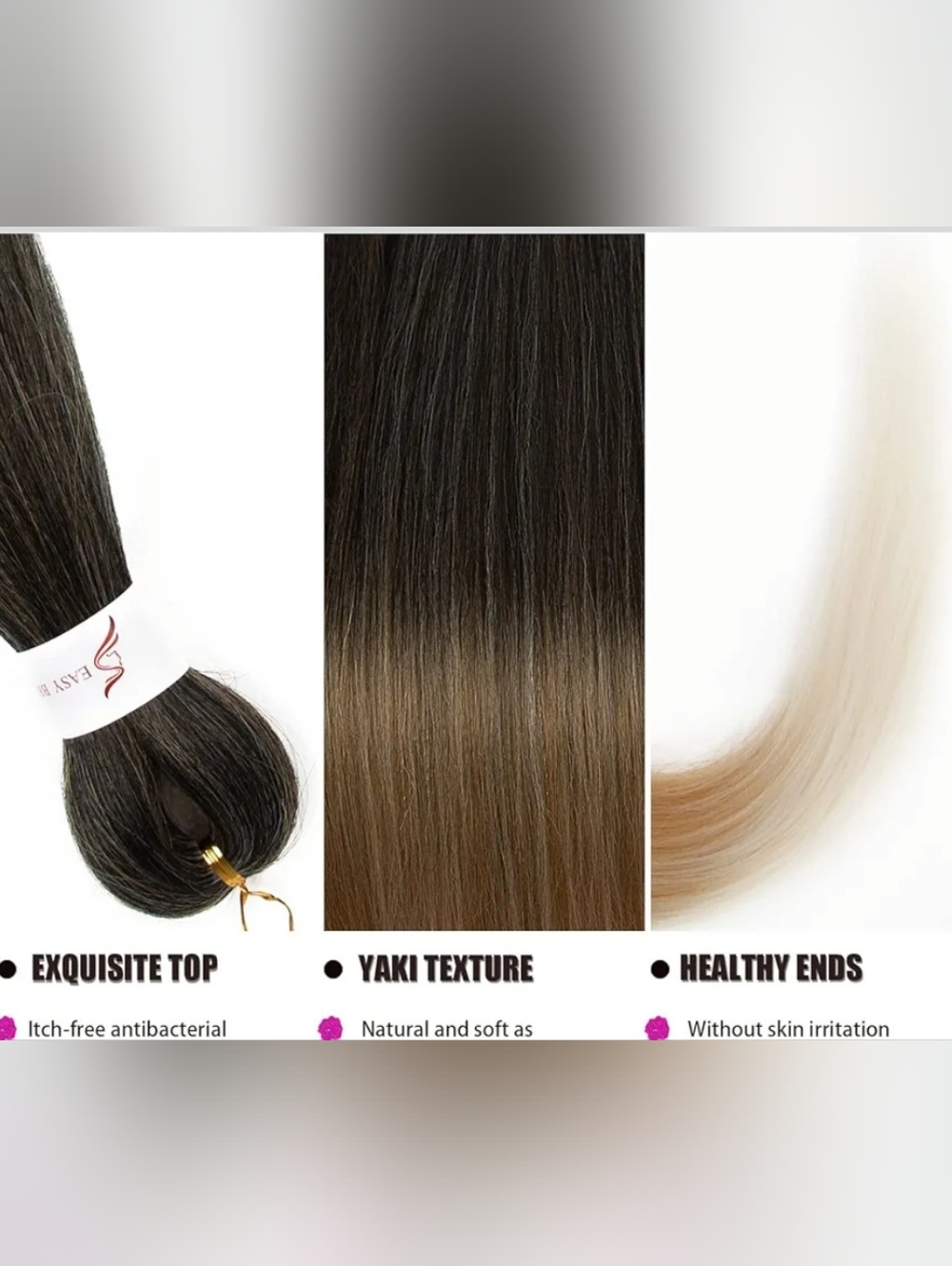 Ombre Brown to Blonde Women’s Braid In Hair Extensions - 26 inch